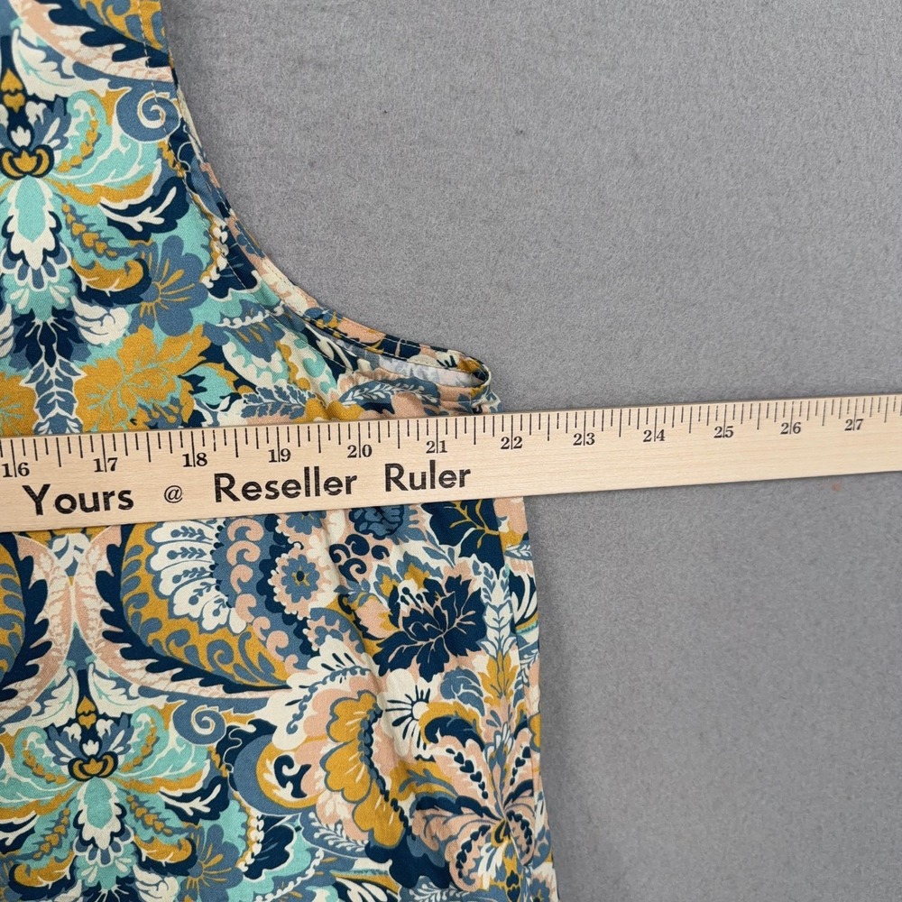 Tyler Boe Dress Womens Medium Blue Floral Boho Sleeveless Shift Ruffle Hem - Picture 9 of 11